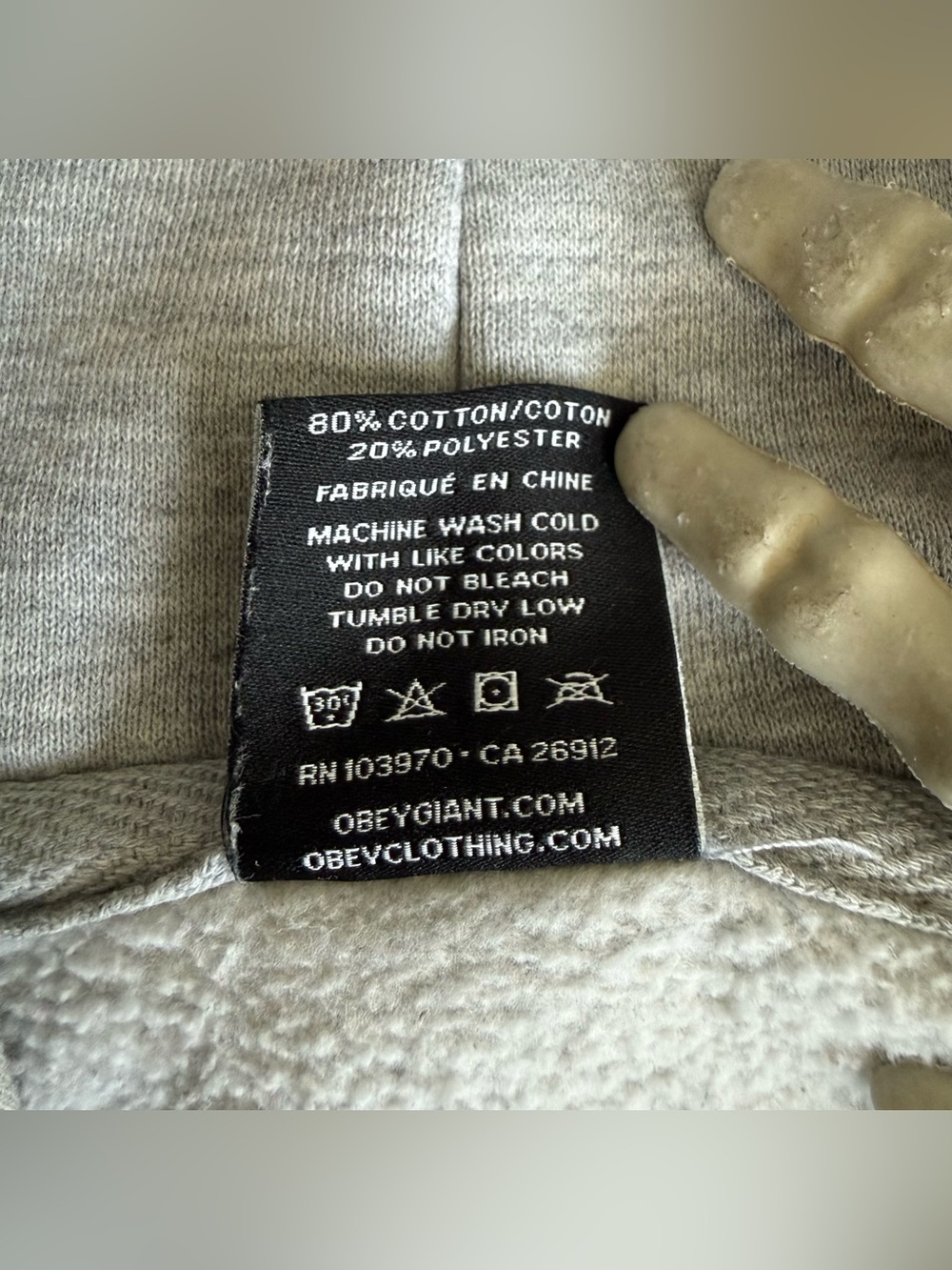 Obey Dissent Graphic Hoodie Heather Gray ~ Size Small - Picture 9 of 10